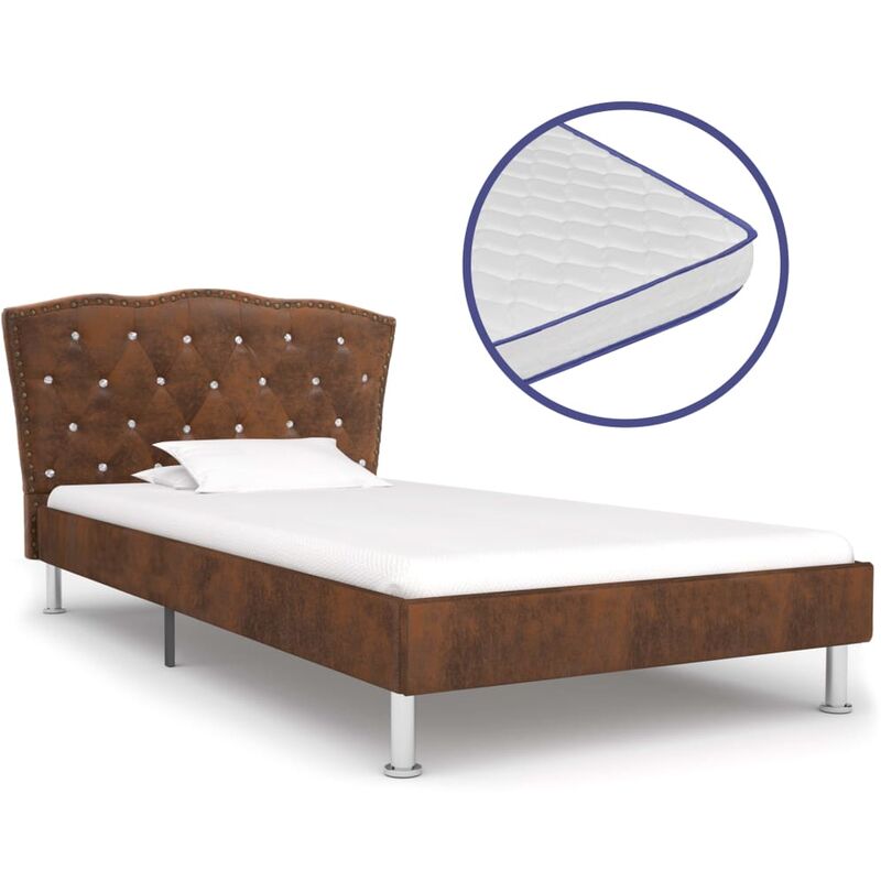 

Cama con colchón viscoelástico tela marrón 90x200 cm - Marrón