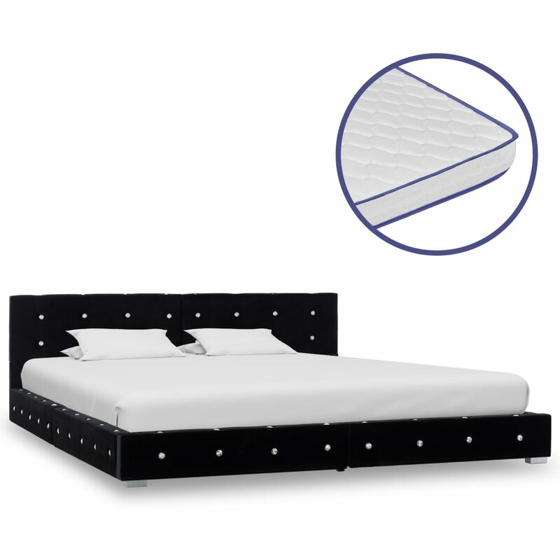 

Cama con colchón viscoelástico terciopelo negro 160x200 cm - Negro