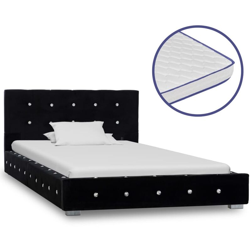 

Cama con colchón viscoelástico terciopelo negro 90x200 cm - Negro