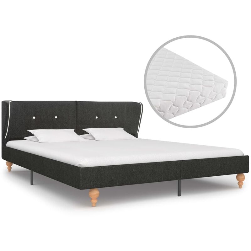 

Cama con colchón arpillera gris oscuro 180x200 cm