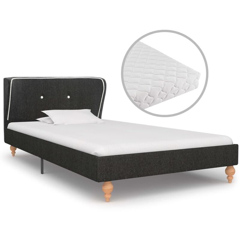 

Cama con colchón arpillera gris oscuro 90x200 cm