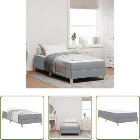 Cama con colchón -  Cama tipo Box Spring con colchón Gris Claro 80 x 200 cm tela