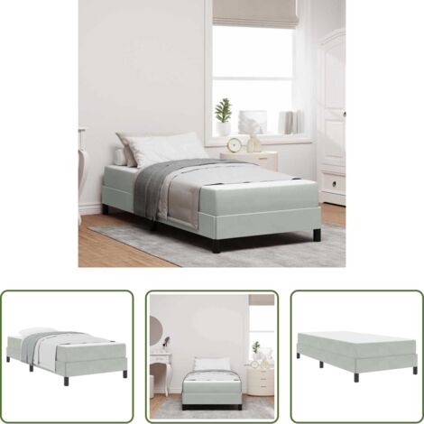 Cama con colchón -  Cama tipo Box Spring con colchón Gris Claro 90 x 190 cm tela