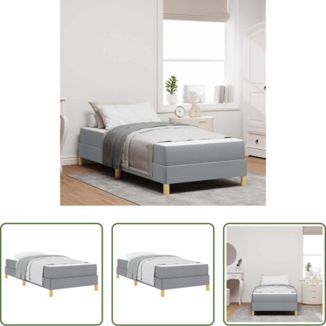 Cama con colchón -  Cama tipo Box Spring con colchón Gris Claro 90 x 190 cm tela