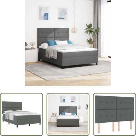 Cama con colchón -  Cama tipo Box Spring con colchón Gris oscuro 160 x 200 cm tela