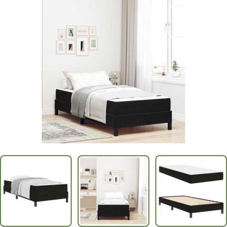 Cama con colchón -  Cama tipo Box Spring con colchón Negro 80 x 220 cm tela
