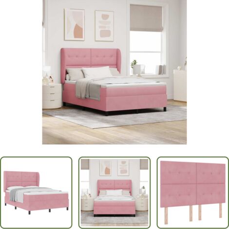 Cama con colchón -  Cama tipo Box Spring con colchón Rosa 200 x 160 cm Terciopelo