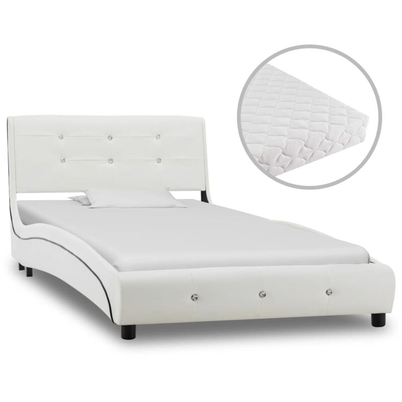 

Cama con Colchón Cuero Sintético Blanco 90x200 cm - Blanco - Vidaxl