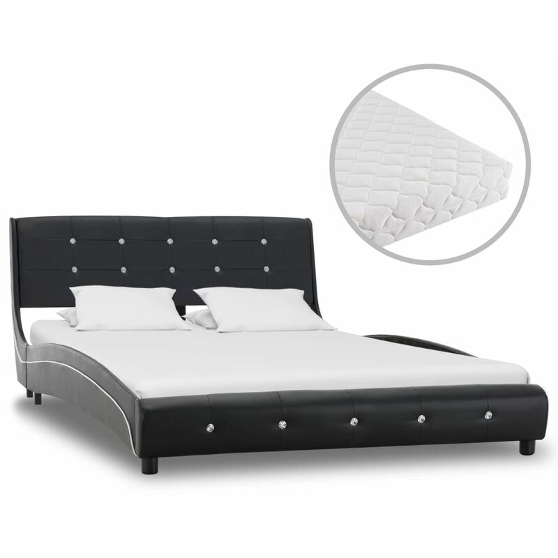 

Cama con Colchón Cuero Sintético Negro 120x200 cm - Negro - Vidaxl