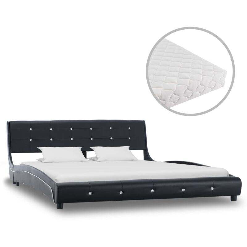 

Cama con Colchón Cuero Sintético Negro 160x200 cm - Negro - Vidaxl