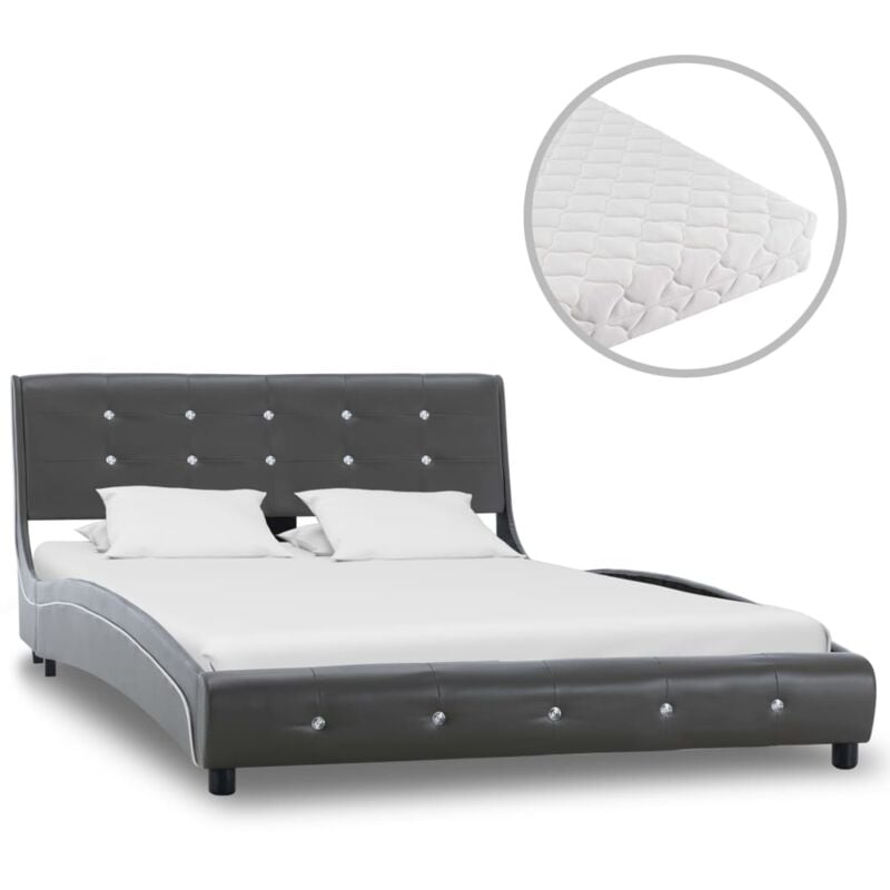 

Cama con Colchón Cuero Sintético Gris 120x200 cm - Gris - Vidaxl