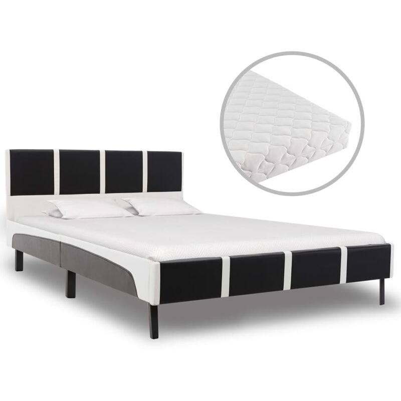 

Cama con Colchón Viscoelástico Cuero Sintético Negro y Blanco 120x200 cm - Negro - Vidaxl