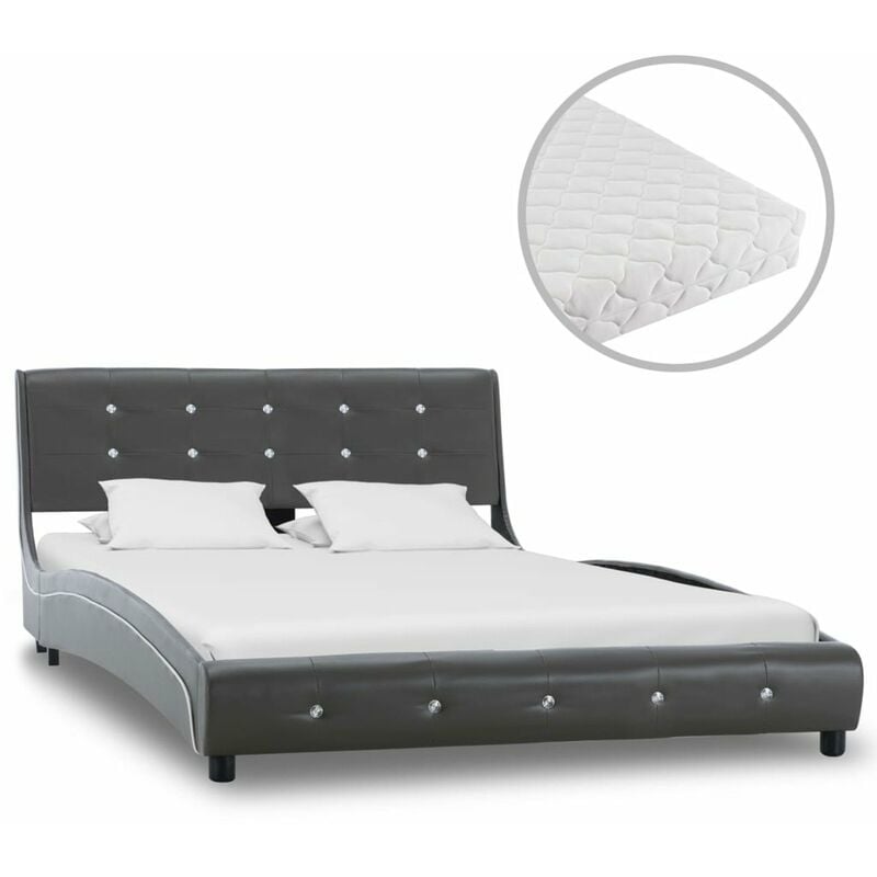 

Cama con colchon cuero sintetico gris 120x200 cm