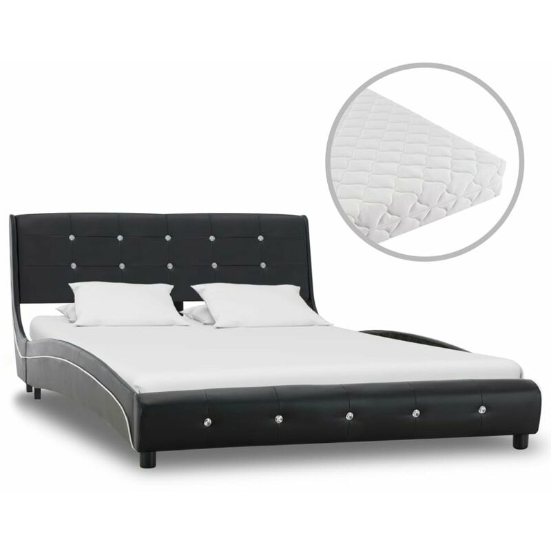 

Cama con colchon cuero sintetico negro 120x200 cm