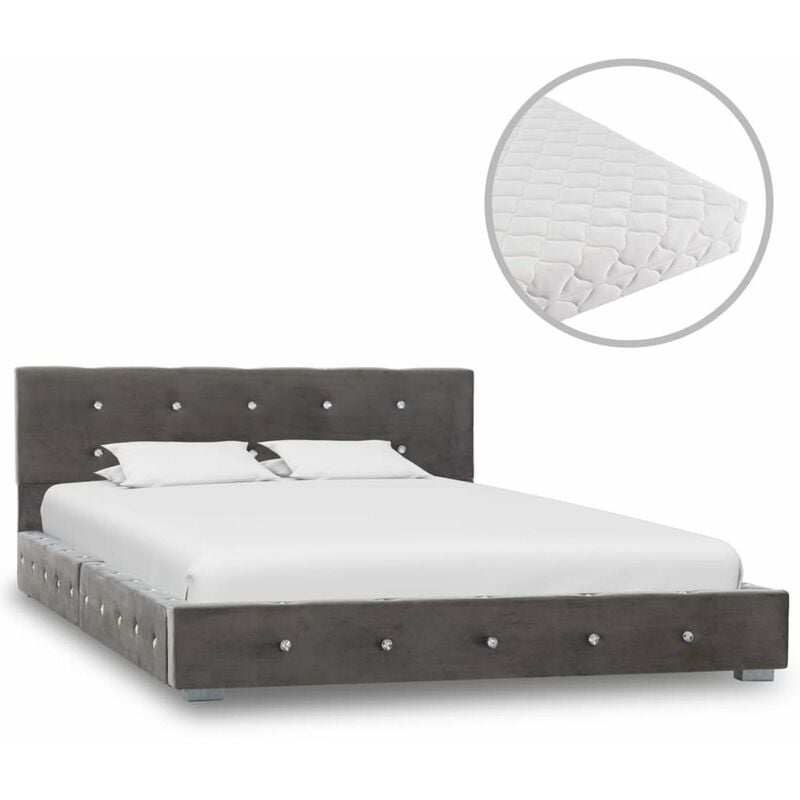 

Cama con colchon de terciopelo gris 120x200 cm