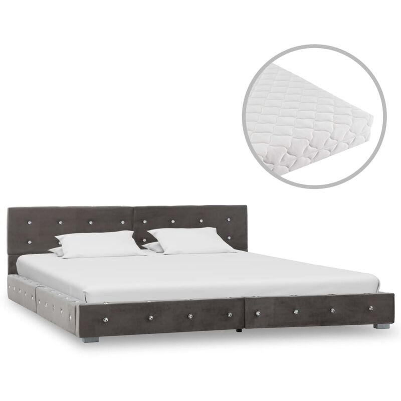 

Cama con colchon de terciopelo gris 180x200 cm