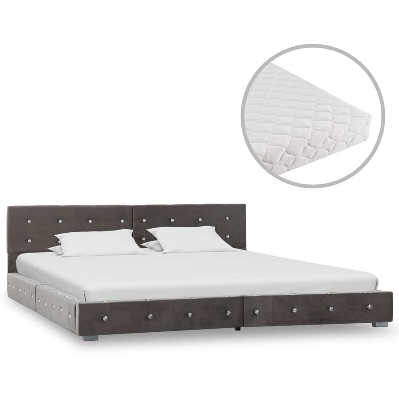 

Cama con Colchón de Terciopelo Gris 180x200 cm - Gris - Vidaxl