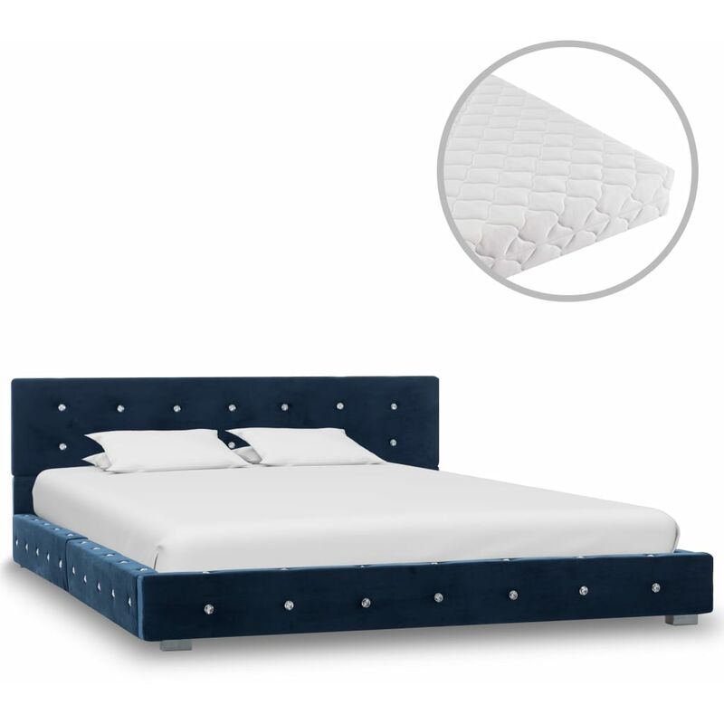 

Cama con Colchón de Terciopelo Azul 140x200 cm - Azul - Vidaxl
