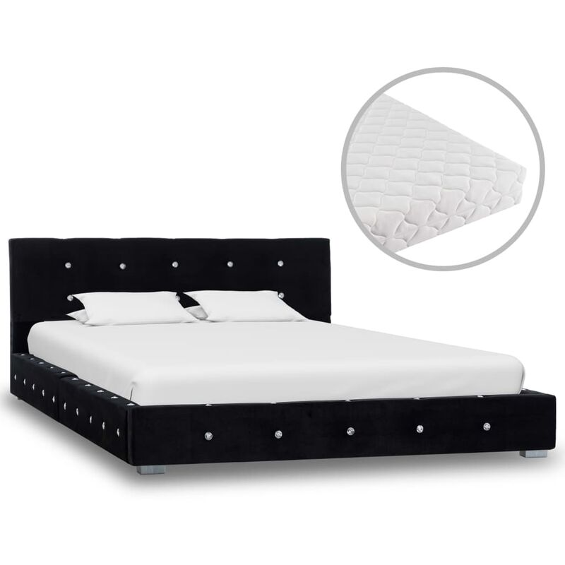 

Cama con Colchón de Terciopelo Negro 120x200 cm - Negro - Vidaxl