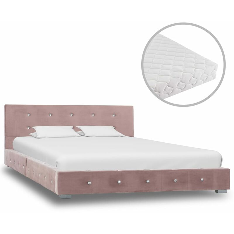 

Cama con Colchón de Terciopelo Rosa 120x200 cm - Rosa - Vidaxl