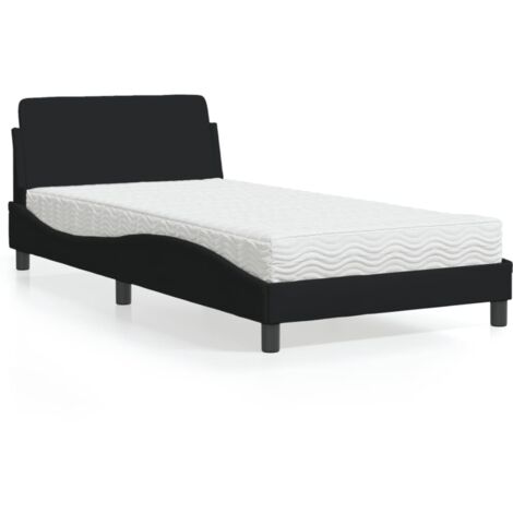 Cama con colchón Dover tela negro 100x200 cm vidaXL