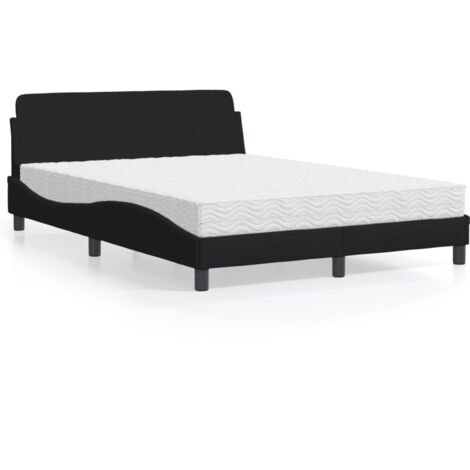 Cama con colchón Dover tela negro 120x200 cm