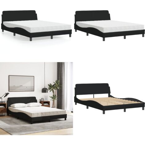 Cama con colchón Dover tela negro 120x200 cm - Colchón de espuma - Cama de tela