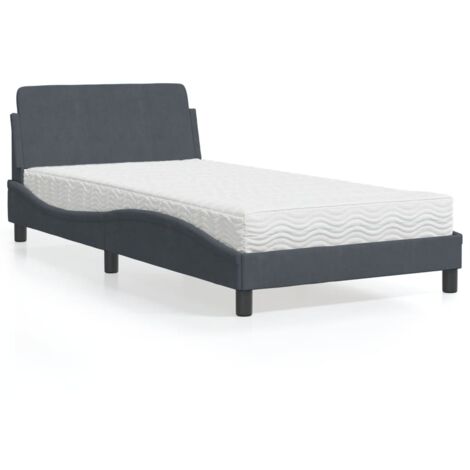 Cama con colchón Dover terciopelo gris oscuro 100x200 cm vidaXL