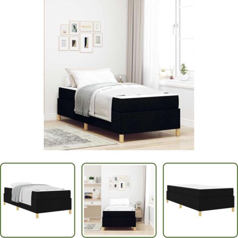 Cama con colchón -  Estructura de cama con colchón Negro 90 x 190 cm tela