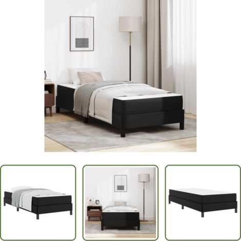Cama con colchón -  Estructura de cama con colchón Negro 90 x 190 cm tela