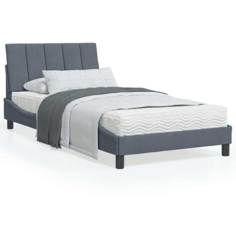 Cama con colchón Hanko terciopelo gris oscuro 100x200 cm