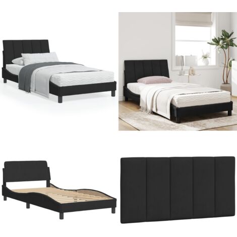 Cama con colchón Hanko terciopelo negro 100x200 cm - Colchón de espuma - Cama de terciopelo