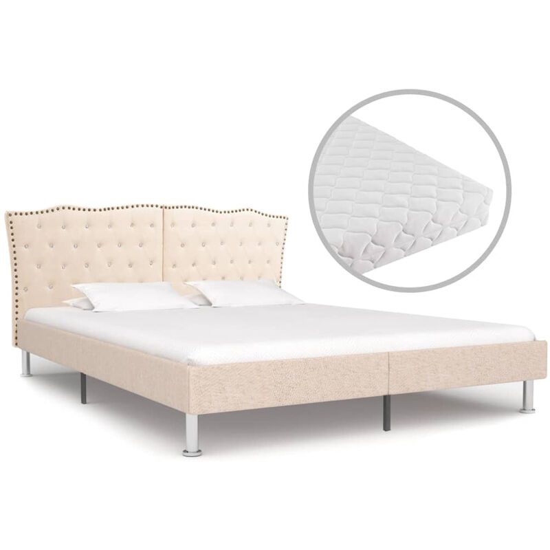 

Cama con colchon tela beige 180x200 cm