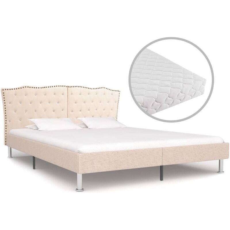 

Cama con colchón tela beige 180x200 cm