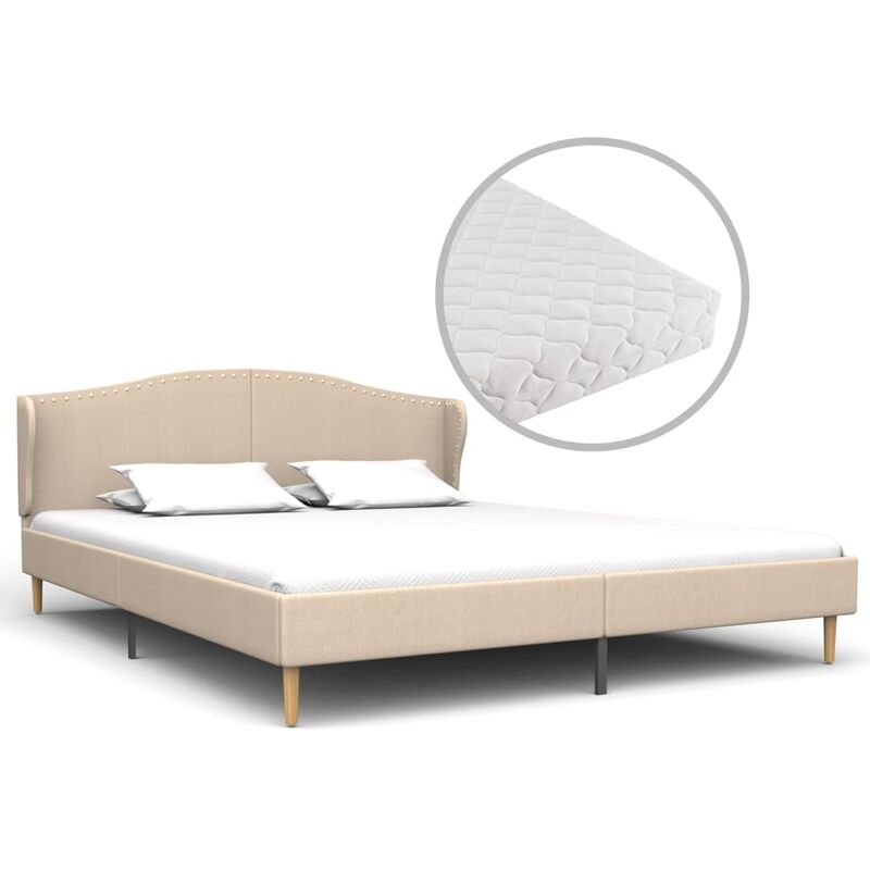 

Cama con Colchón Tela Beige 160x200 cm - Beige - Vidaxl