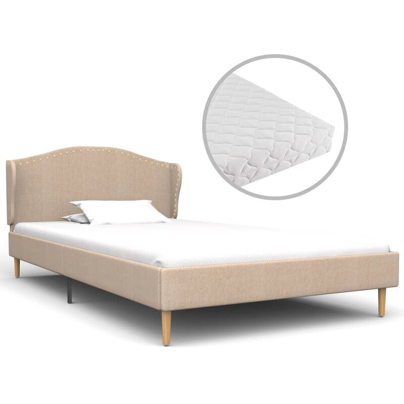 

vidaXL Cama con Colchón Tela Beige 90x200 cm - Beige
