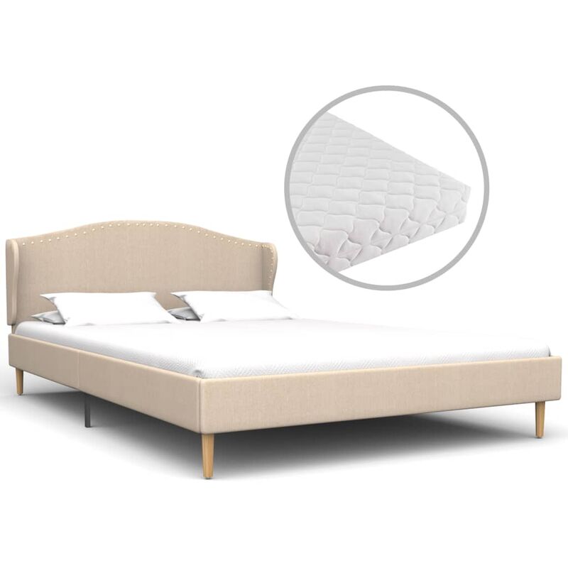 

Cama con Colchón Tela Beige 140x200 cm - Beige - Vidaxl