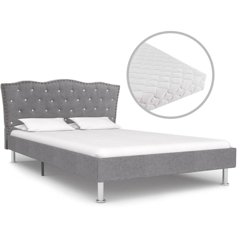 

Cama con colchon tela gris claro 140x200 cm