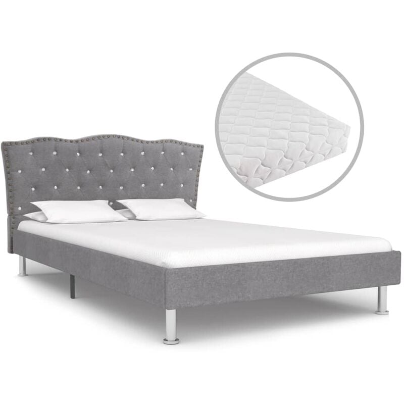 

Cama con colchón tela gris claro 140x200 cm