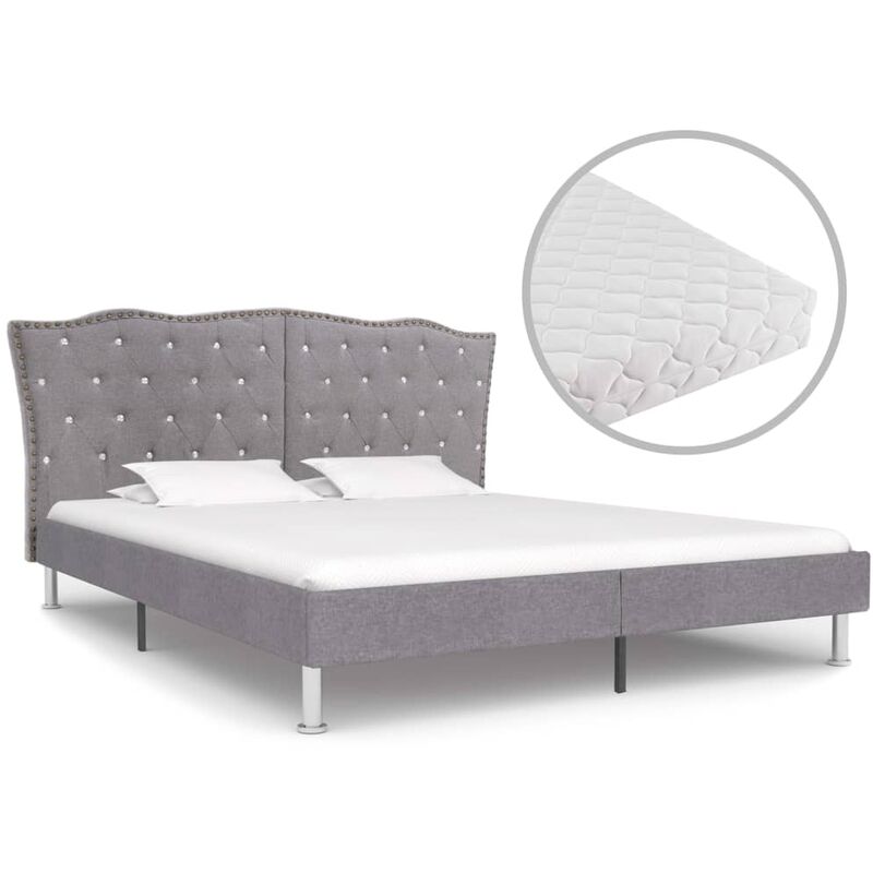 

Cama con colchon tela gris claro 160x200 cm
