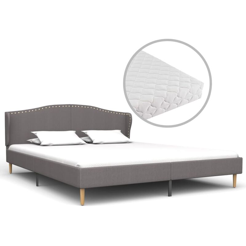 

Cama con colchón tela gris claro 180x200 cm