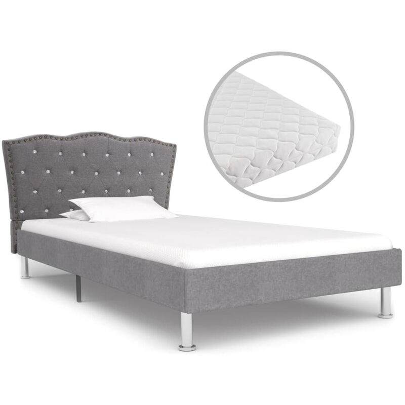 

Cama con colchon tela gris claro 90x200 cm