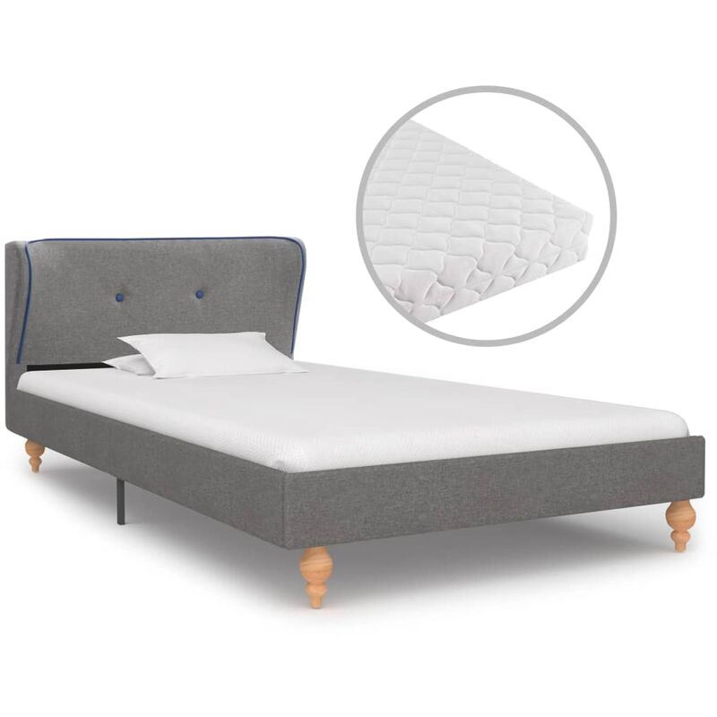 

Cama con colchón tela gris claro 90x200 cm