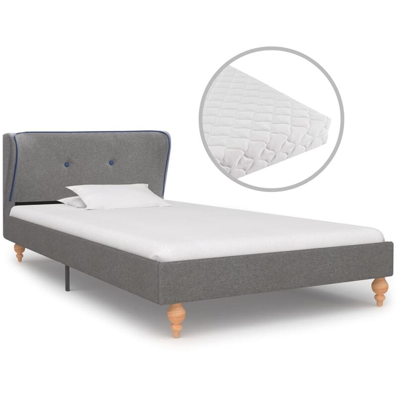 

Cama con Colchón Tela Gris Claro 90x200 cm - Gris - Vidaxl