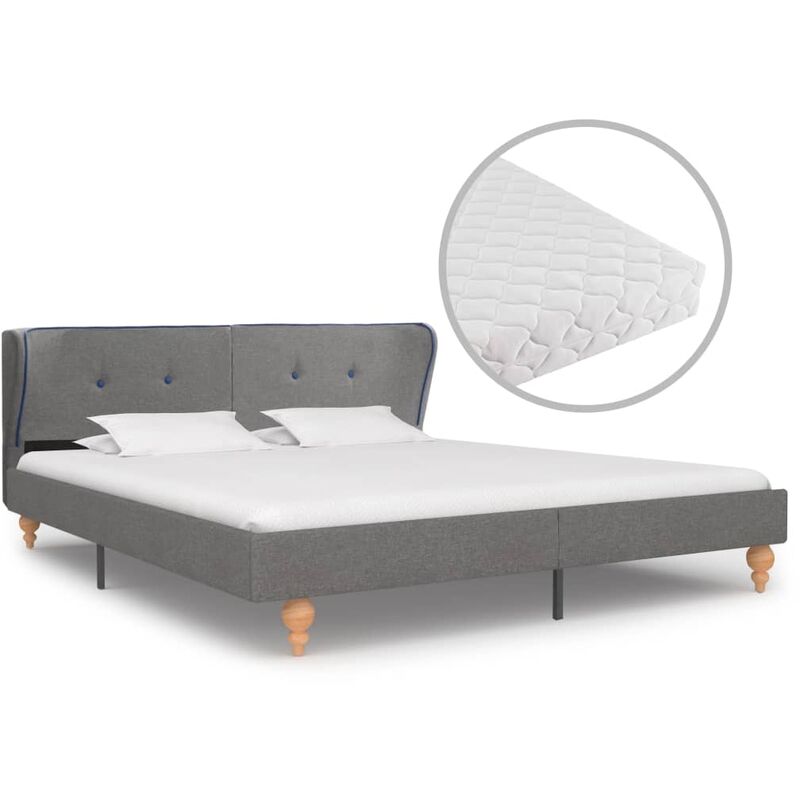 

Cama con Colchón Tela Gris Claro 180x200 cm - Gris - Vidaxl