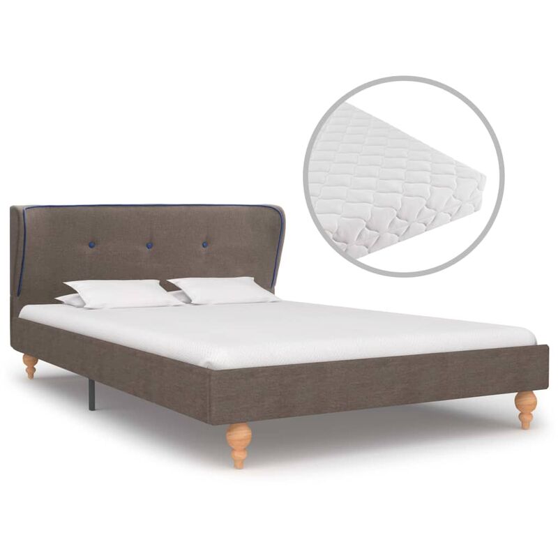

Cama con Colchón Tela Gris Topo 120x200 cm - Marrón - Vidaxl