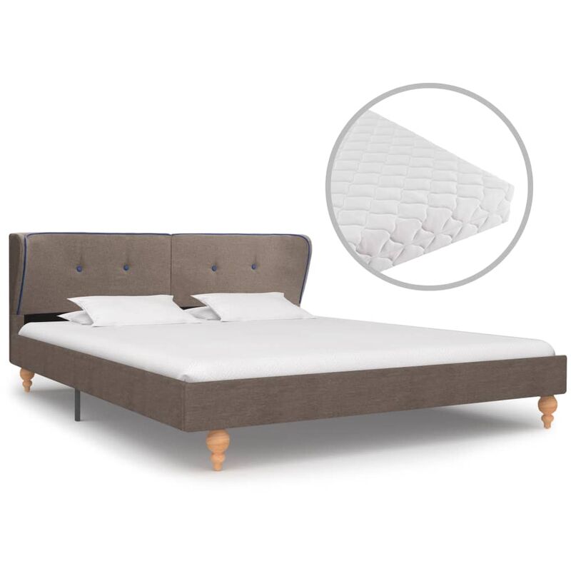 

Cama con Colchón Tela Gris Topo 180x200 cm - Marrón - Vidaxl