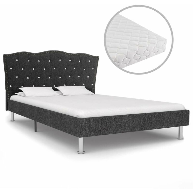 

Cama con colchon tela gris oscuro 120x200 cm