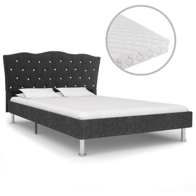 

Cama con colchon tela gris oscuro 140x200 cm
