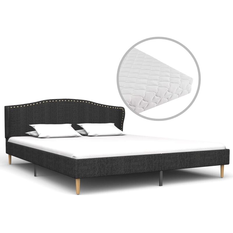 

Cama con colchón tela gris oscuro 180x200 cm